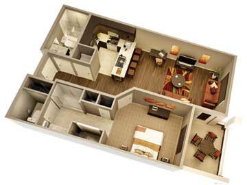 One bedroom luxury condo in Scottsdale floor plan